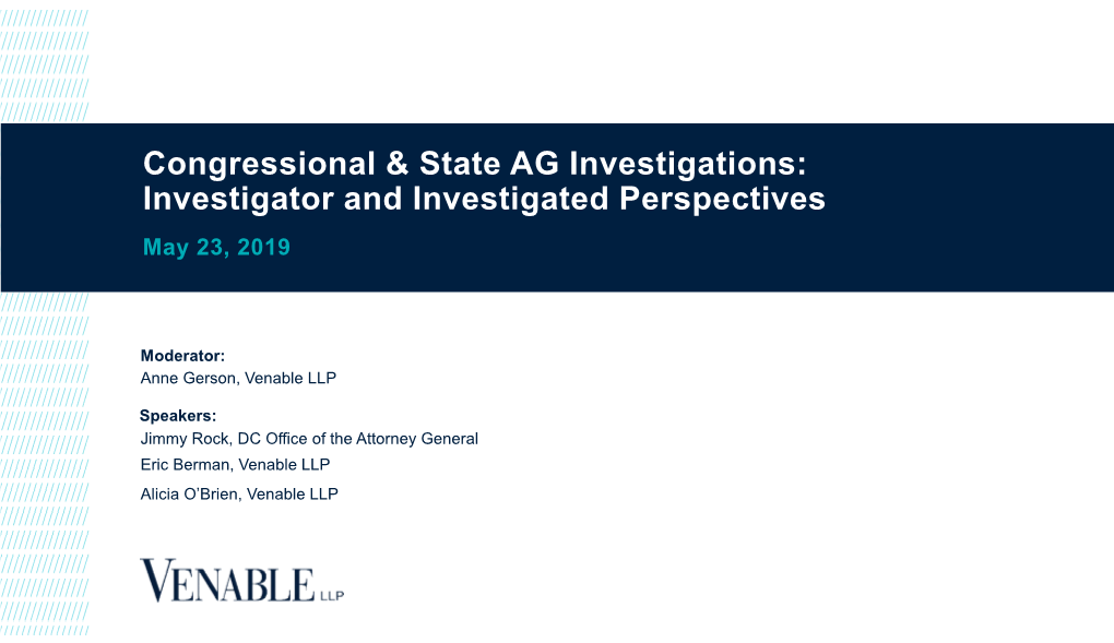 Congressional & State AG Investigations