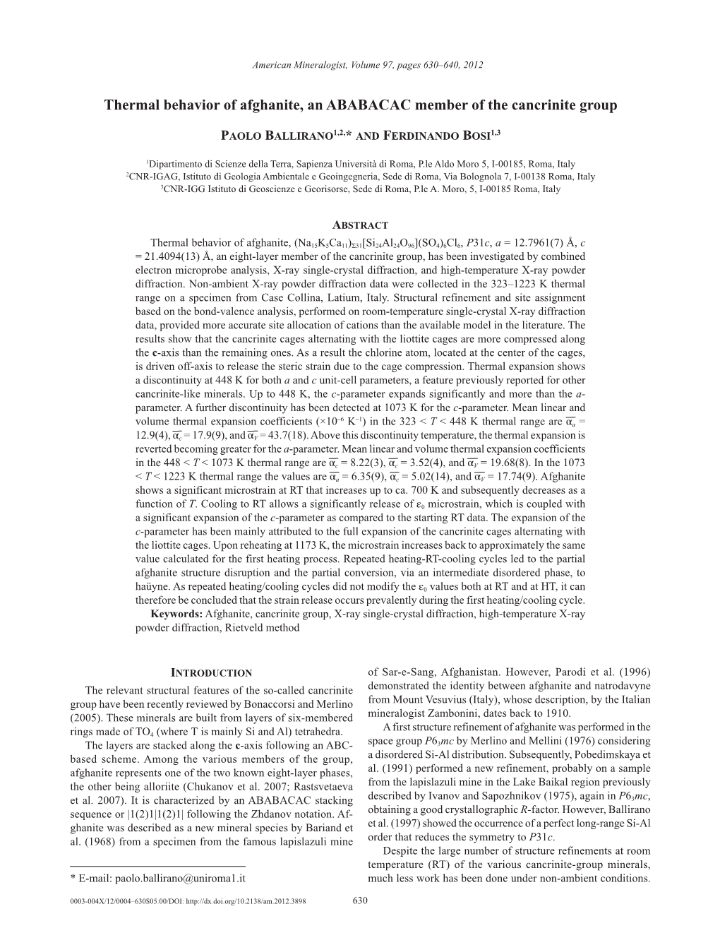 Thermal Behavior of Afghanite, an ABABACAC Member of the Cancrinite Group