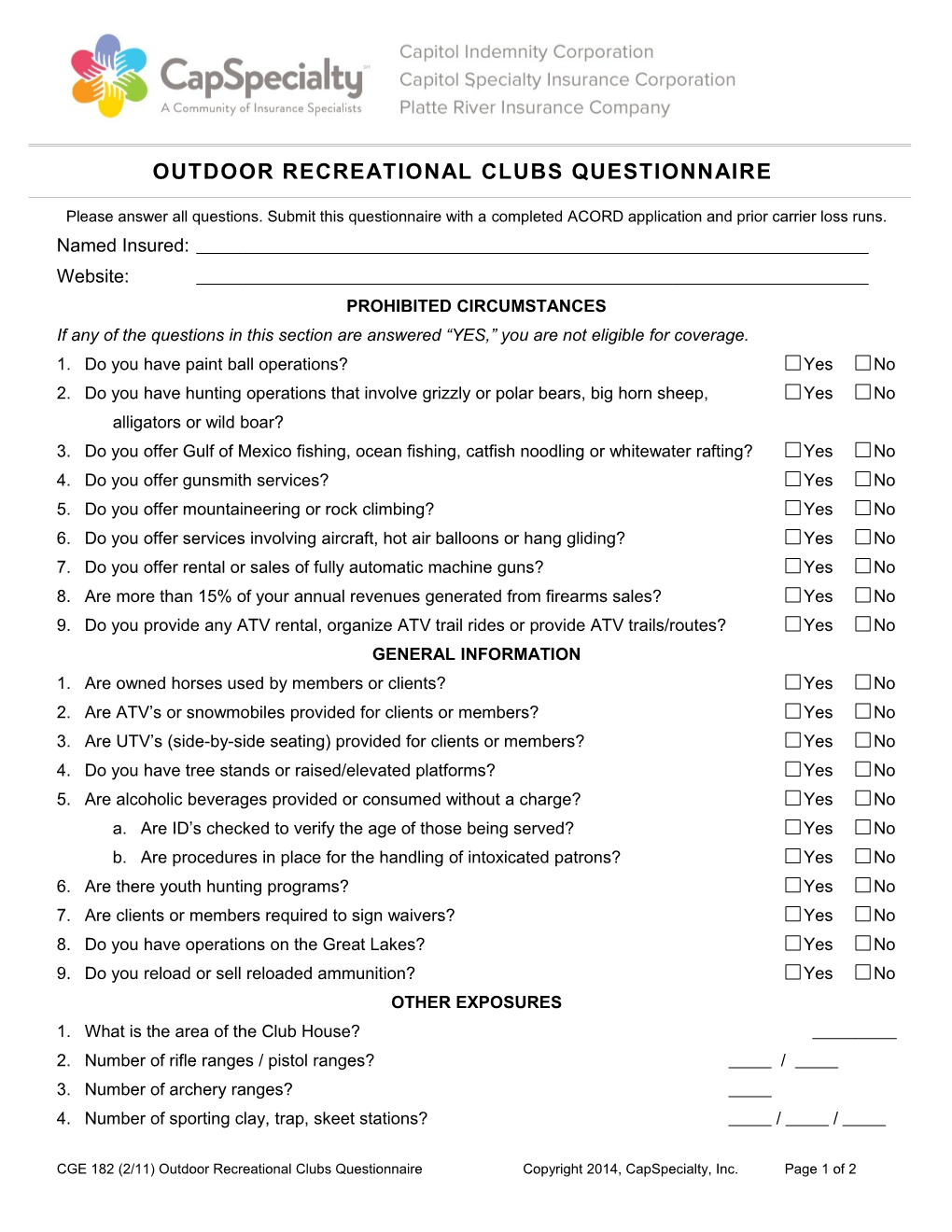 Questionnaire - Health and Exercise Clubs