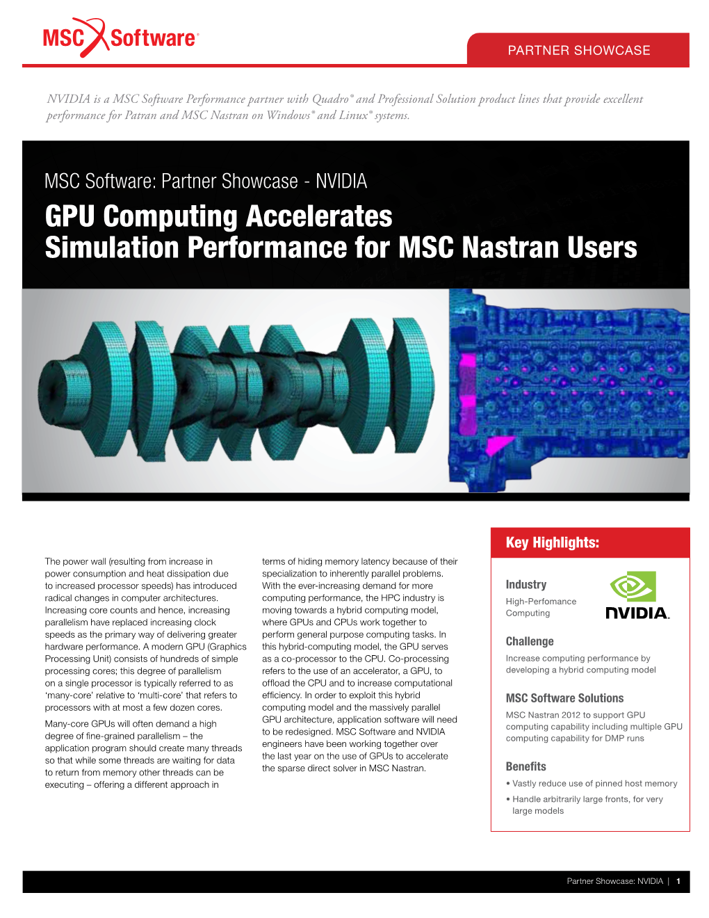 GPU Computing Accelerates Simulation Performance for MSC Nastran Users