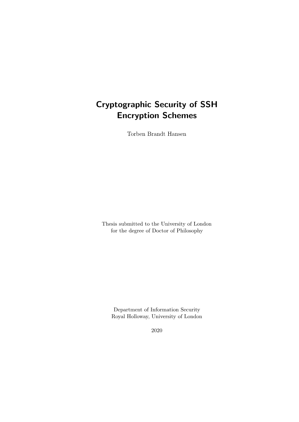 Cryptographic Security of SSH Encryption Schemes