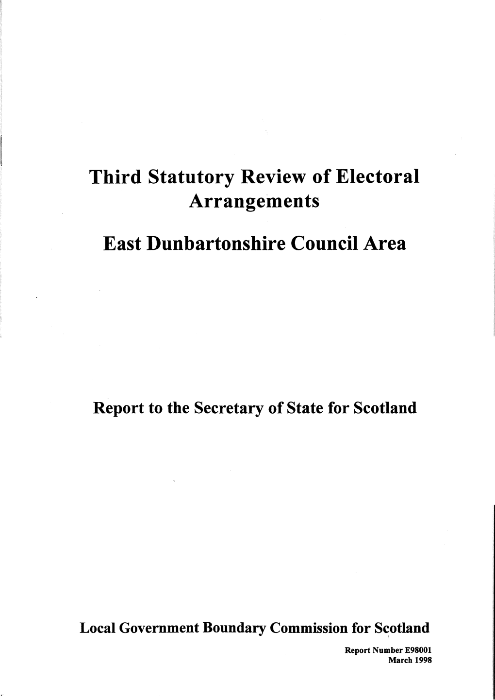 Third Statutory Review of Electoral Arrangements East Dunbartonshire Council Area