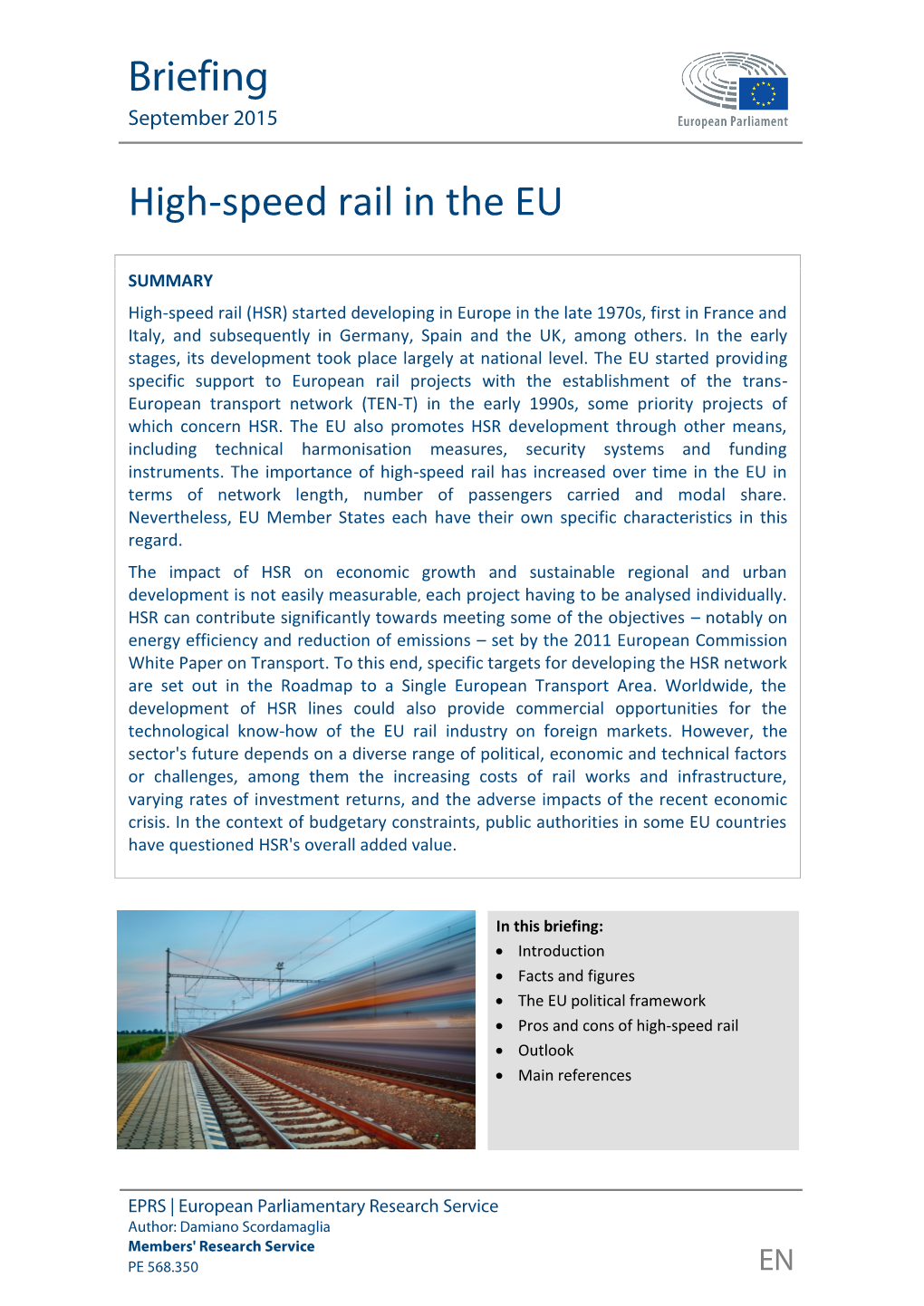 High-Speed Rail in the EU