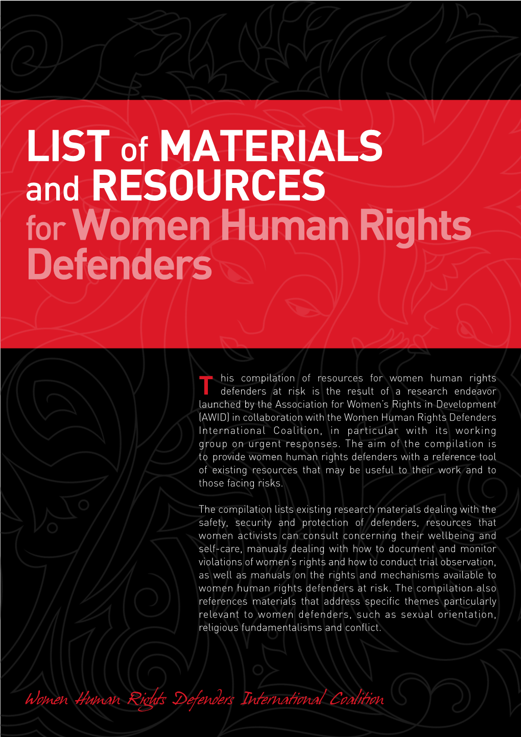 LIST of MATERIALS and RESOURCES for Women Human Rights Defenders