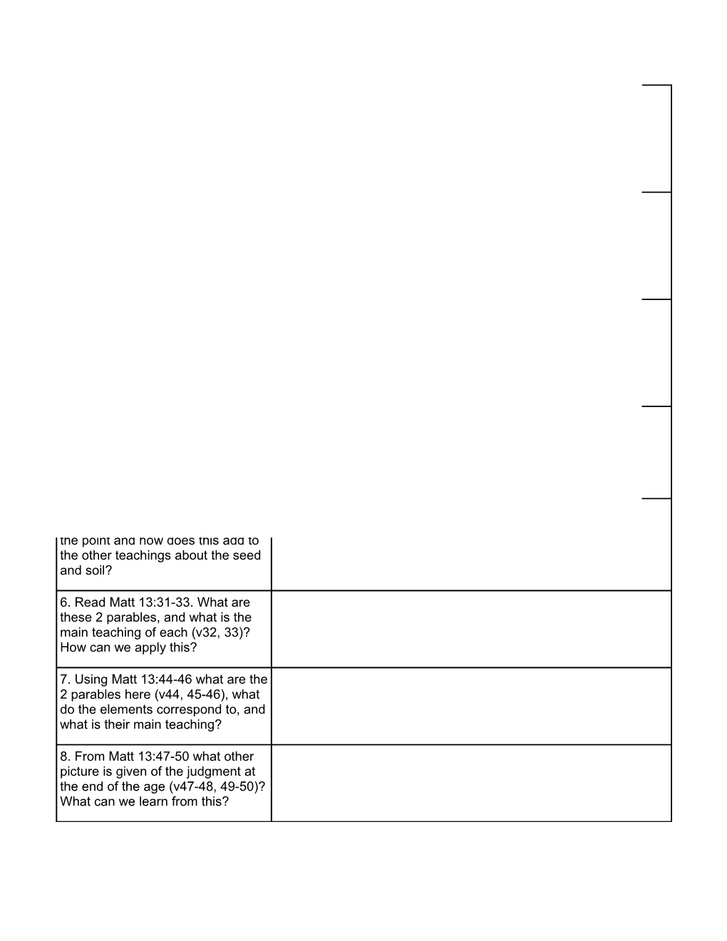 Matt 13:1-52; Mark 4:1-34 - Daily Study Questions