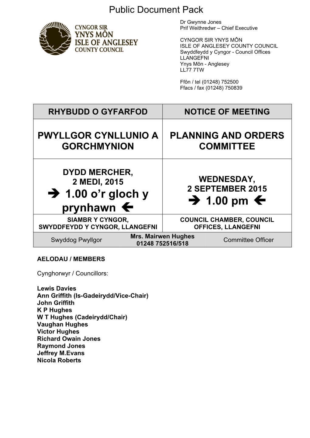 (Public Pack)Agenda Document for Planning and Orders Committee, 02