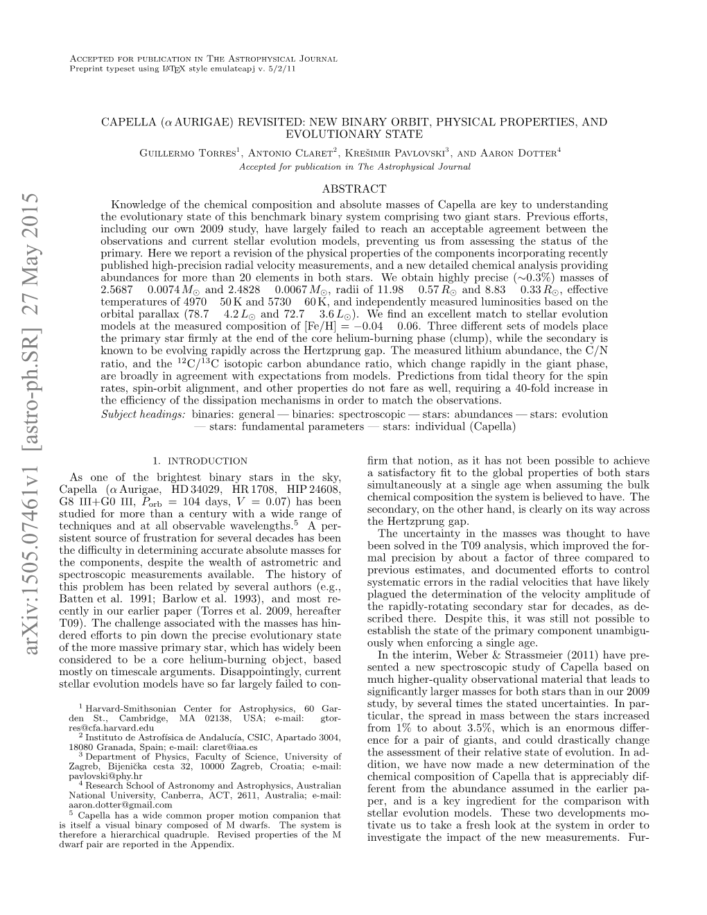 Capella (Alpha Aurigae) Revisited: New Binary Orbit, Physical