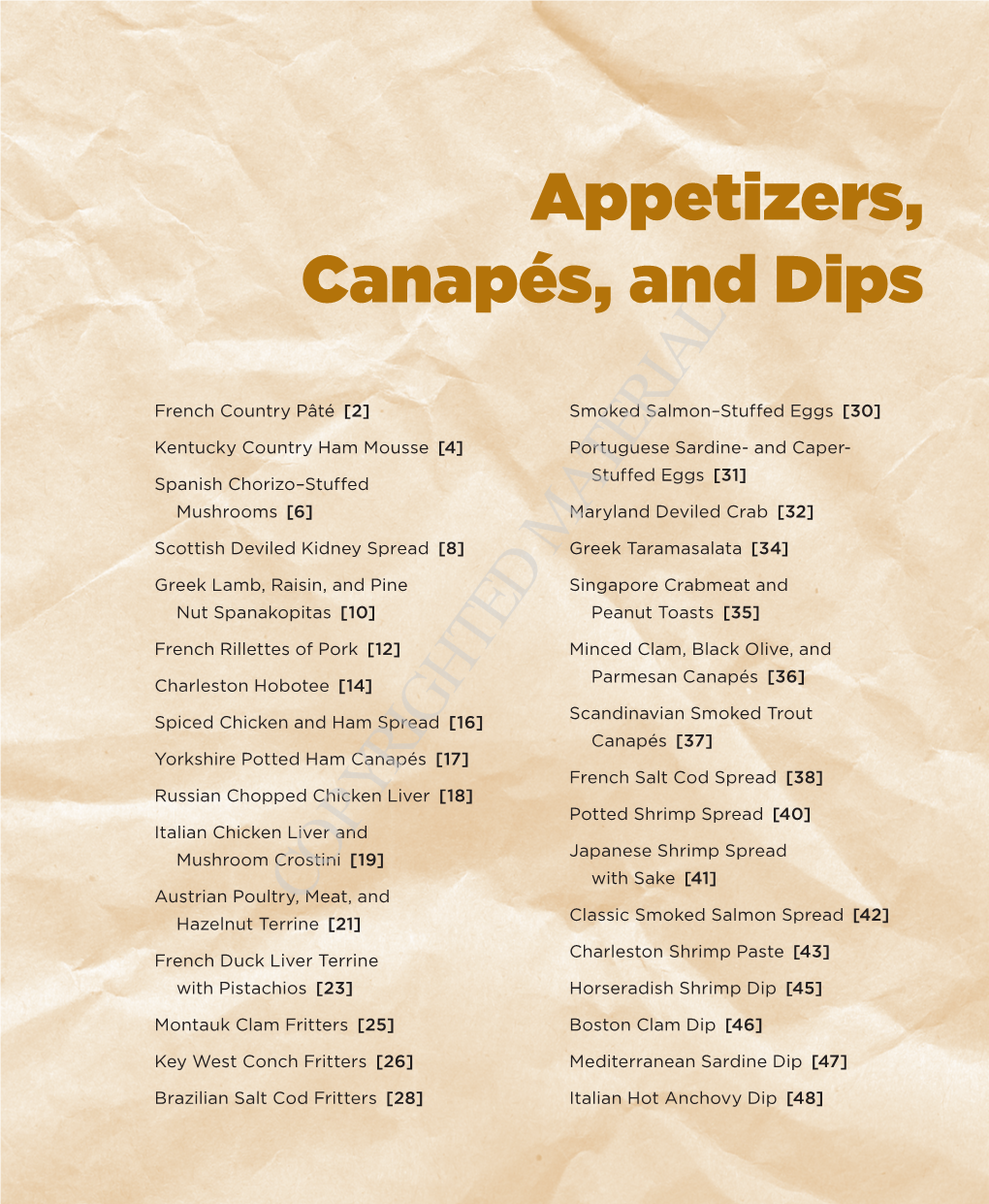 Appetizers, Canapés, and Dips