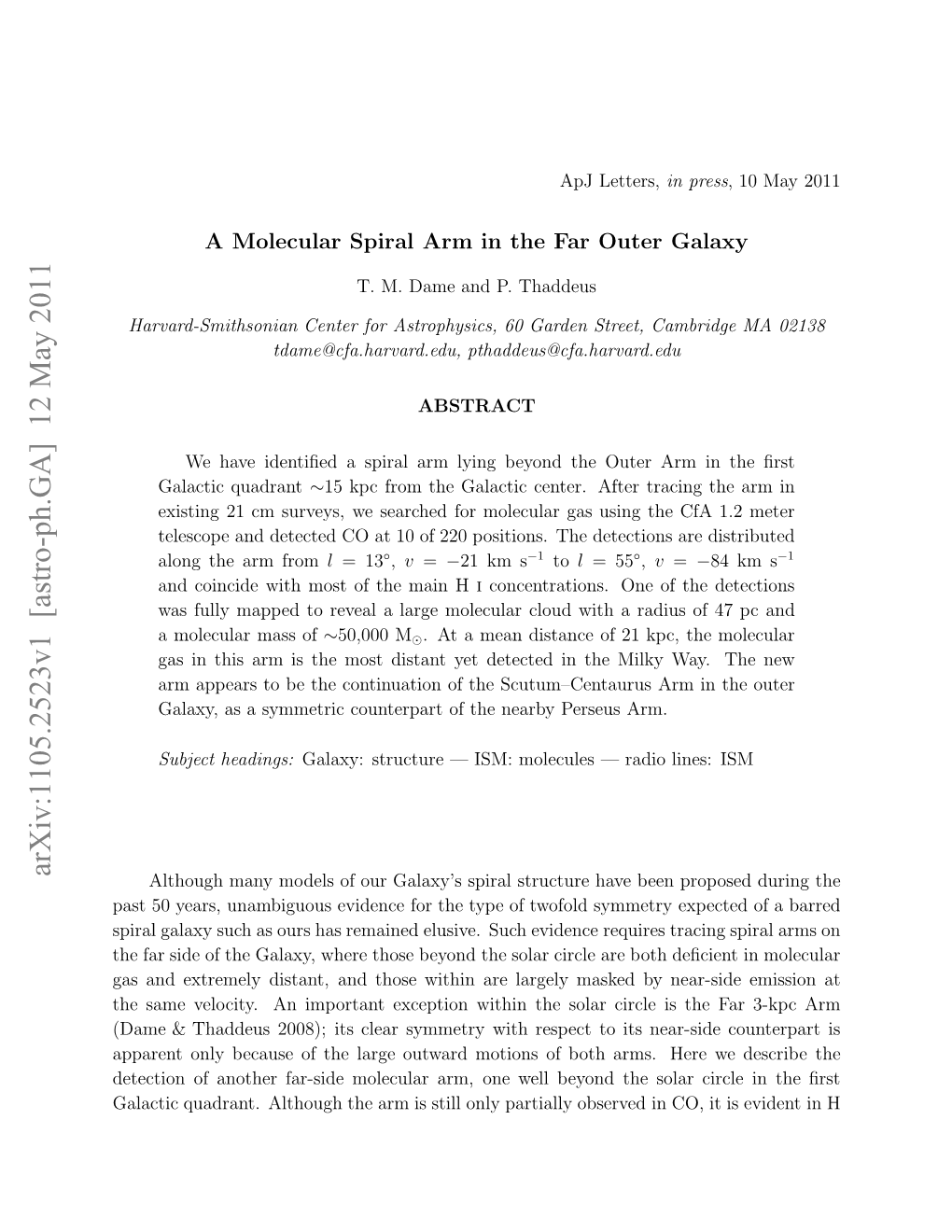 A Molecular Spiral Arm in the Far Outer Galaxy