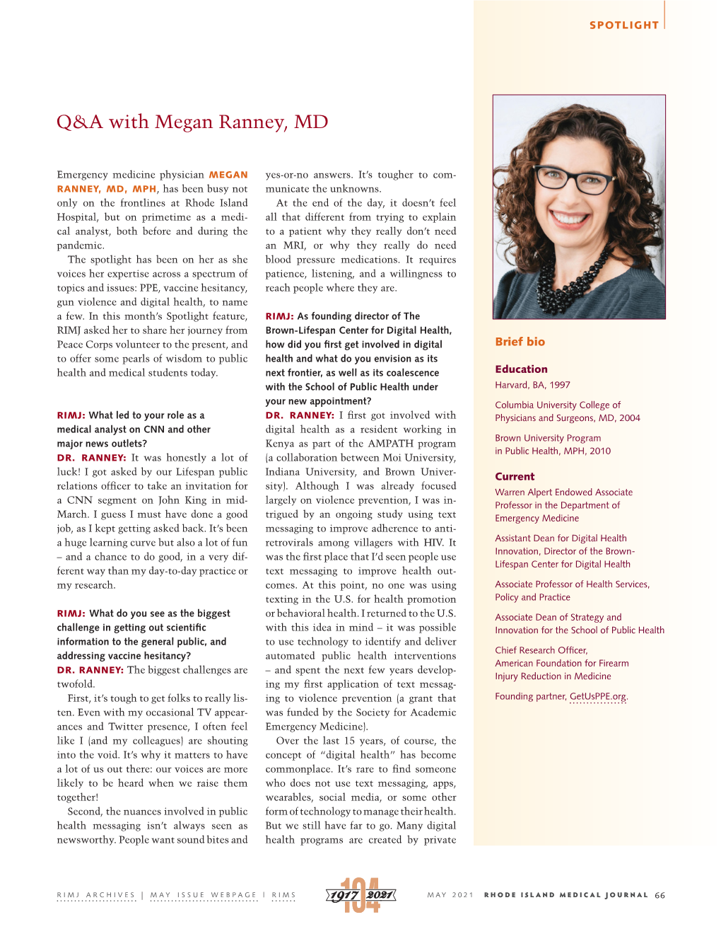 Q&A with Megan Ranney, MD