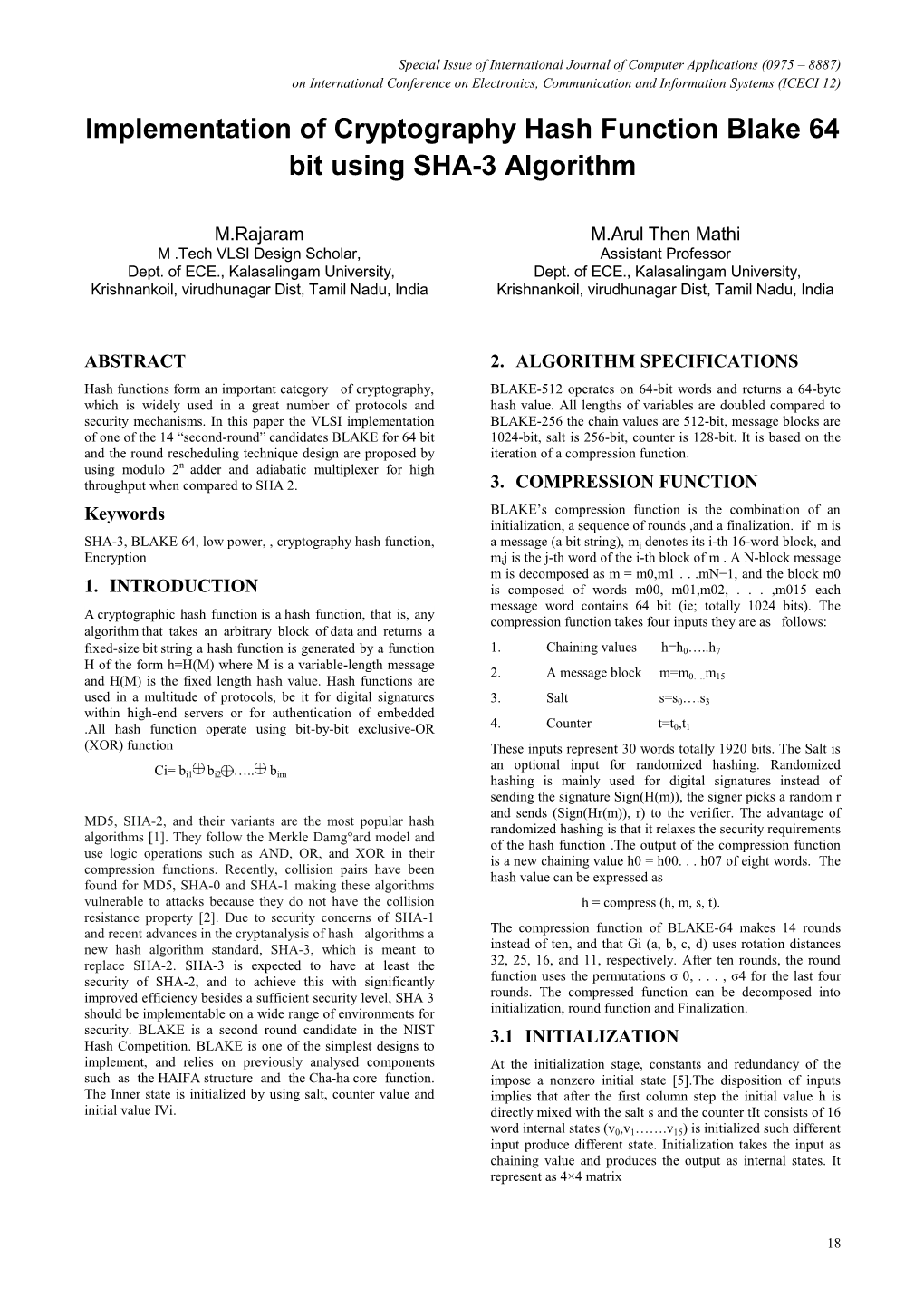 Implementation of Cryptography Hash Function Blake 64 Bit Using SHA-3 Algorithm