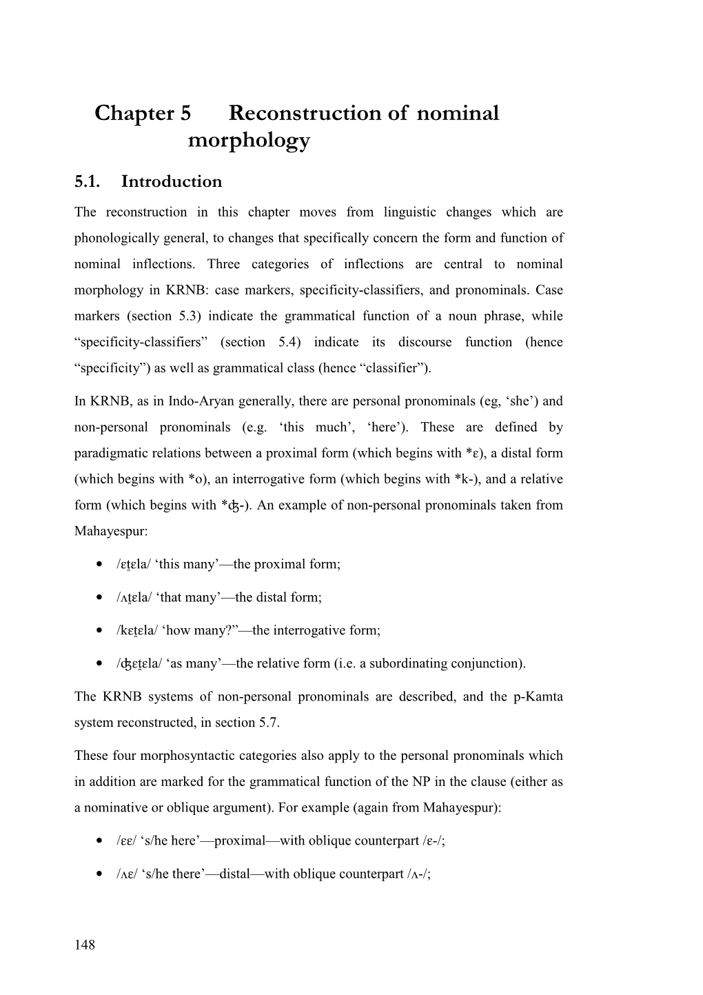 Chapter 5 Reconstruction of Nominal Morphology