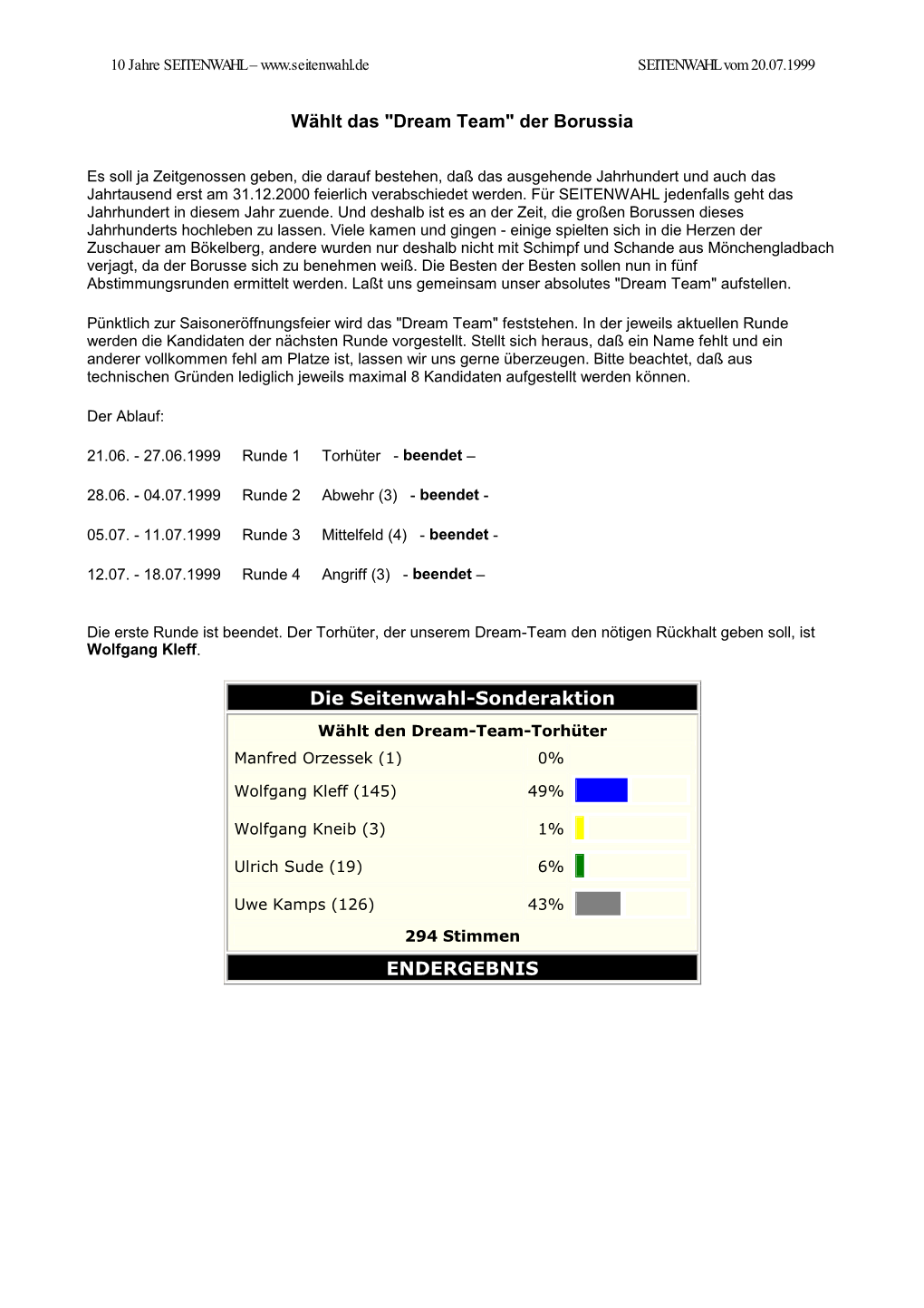 10 Jahre SEITENWAHL – SEITENWAHL Vom 20.07.1999
