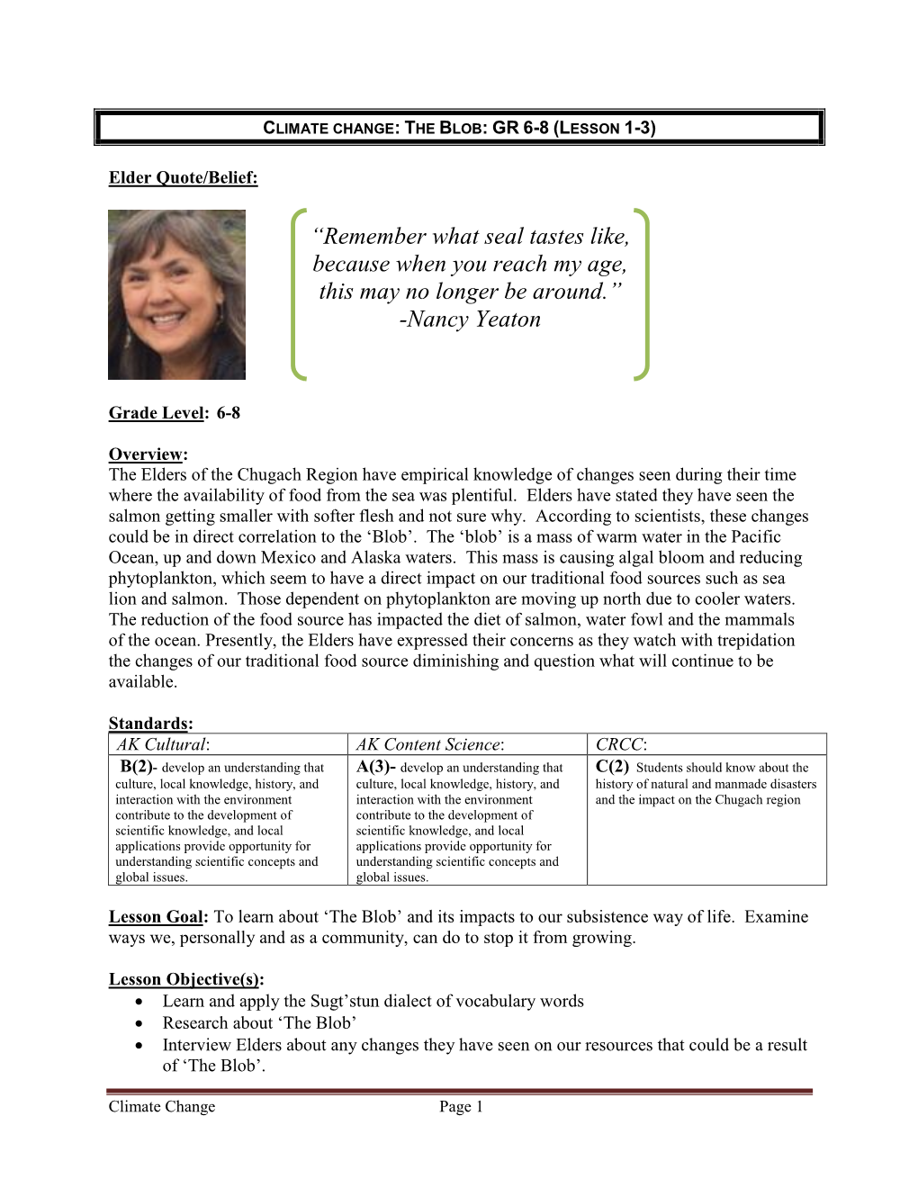 Climate Change: the Blob: Gr 6-8 (Lesson 1-3)