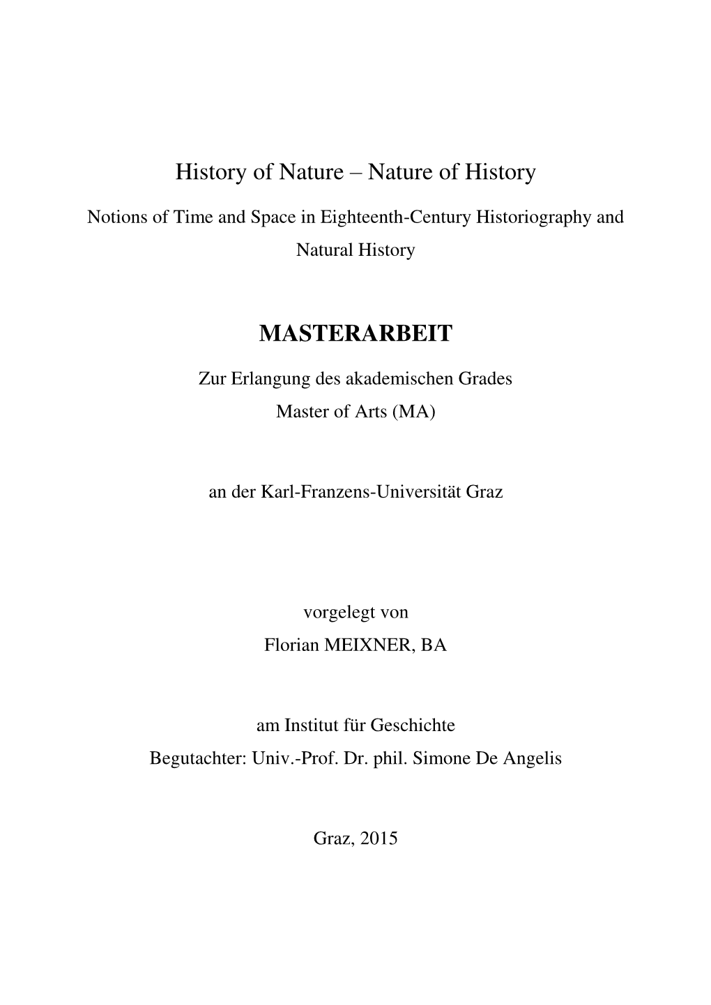 Nature of History MASTERARBEIT