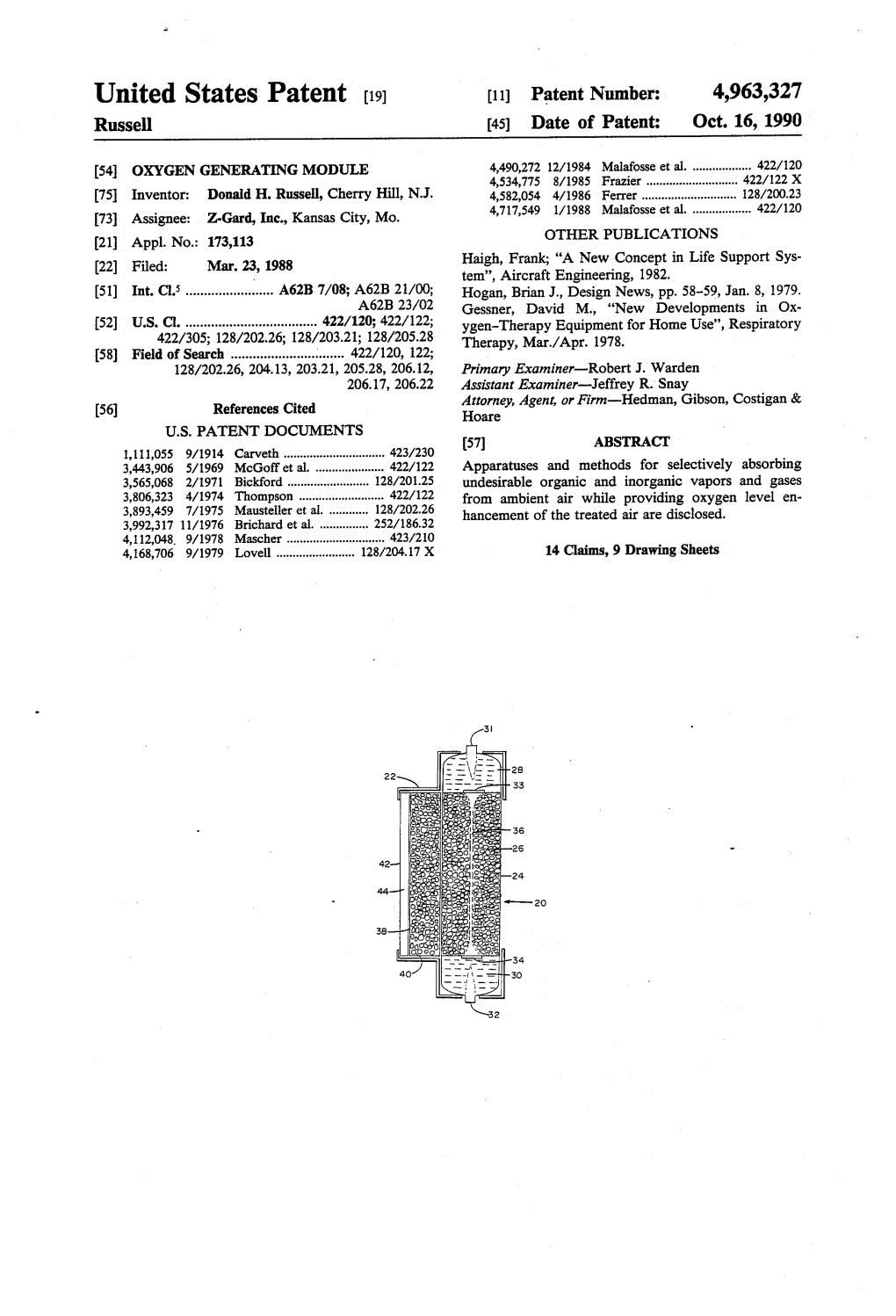 United States Patent (19) [11] Patent Number: 4,963,327 Russell 45) Date of Patent: Oct