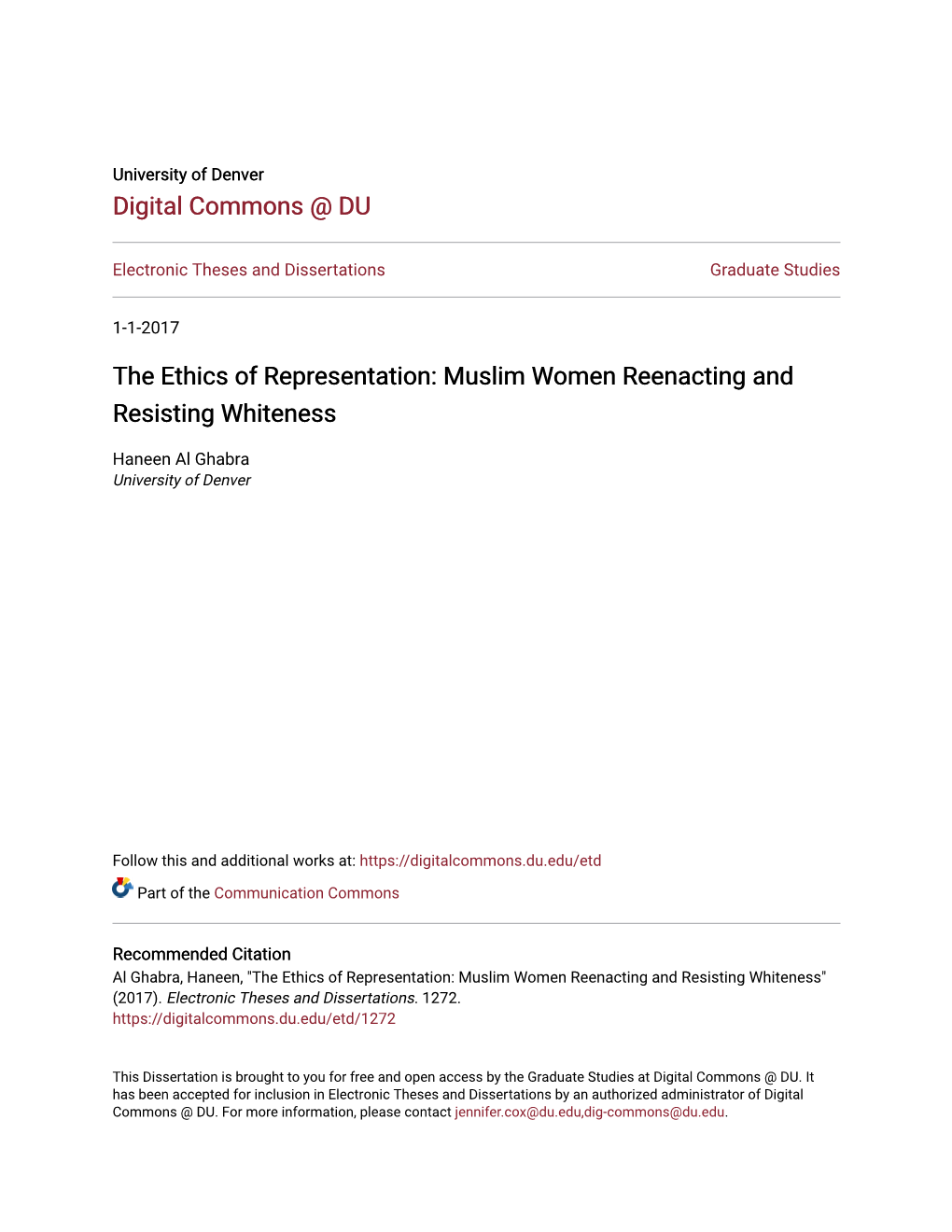 Muslim Women Reenacting and Resisting Whiteness