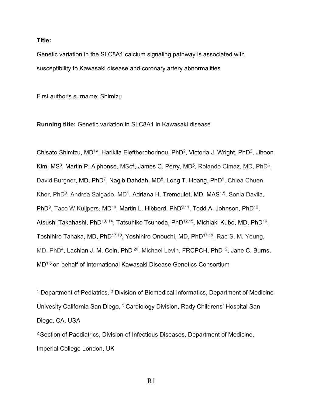 Title: Genetic Variation in the SLC8A1 Calcium Signaling Pathway Is