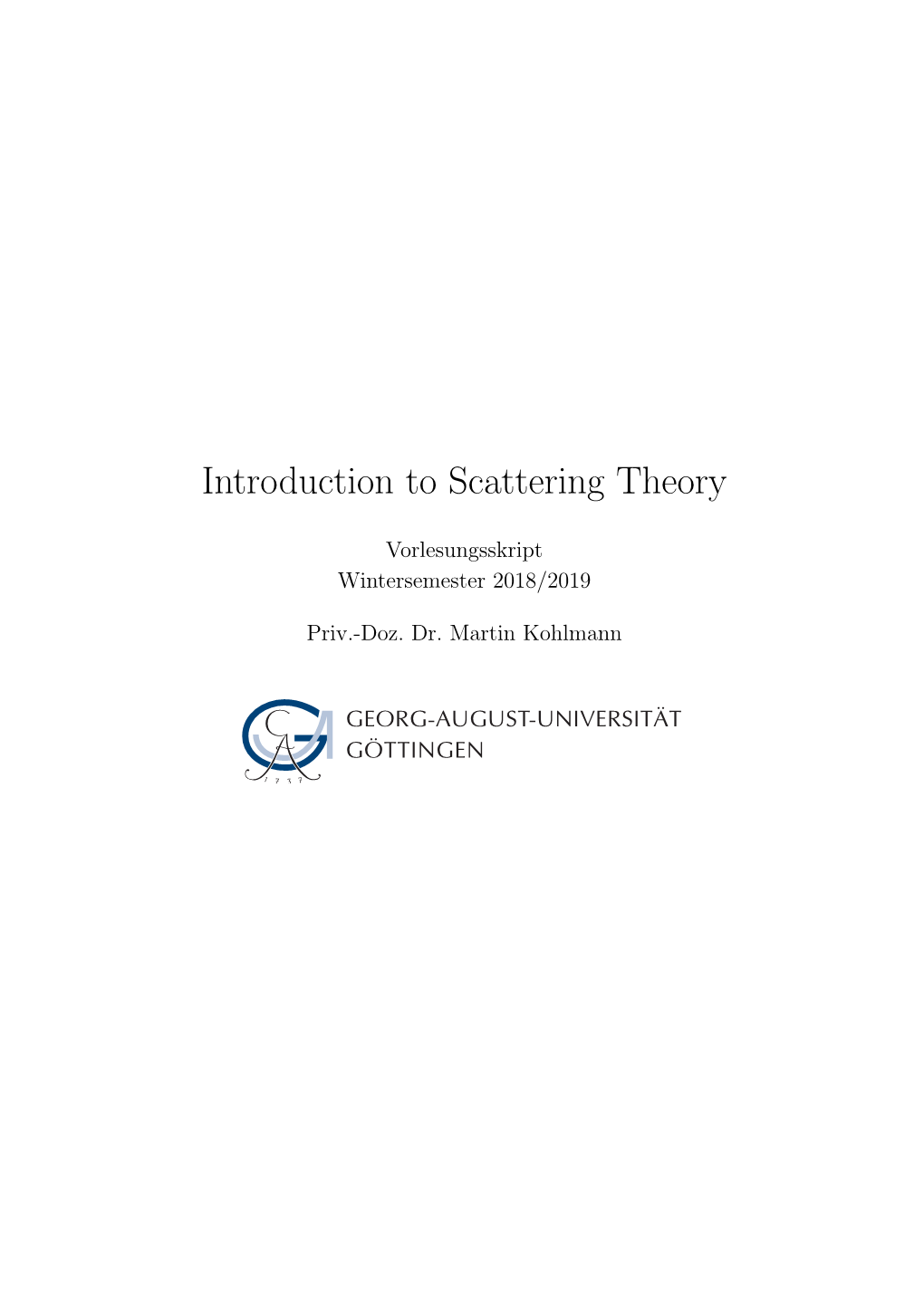 Introduction to Scattering Theory