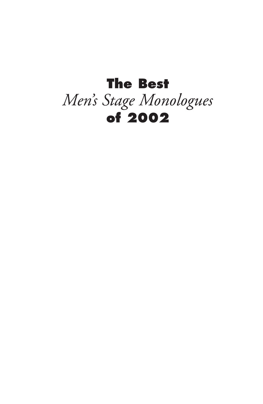 Men's Stage Monologues