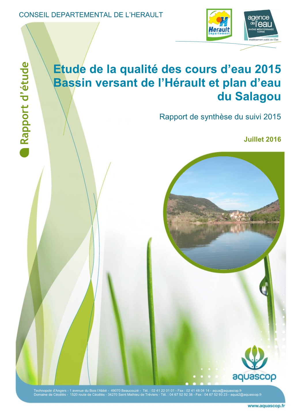 Etude De La Qualité Des Cours D'eau 2015 Bassin Versant De L'hérault Et