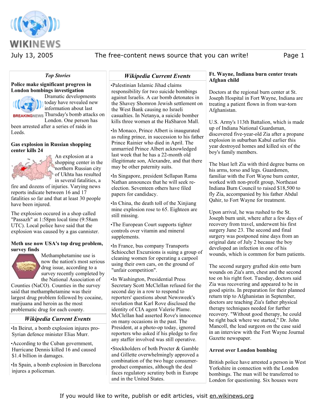 July 13, 2005 the Free-Content News Source That You Can Write! Page 1