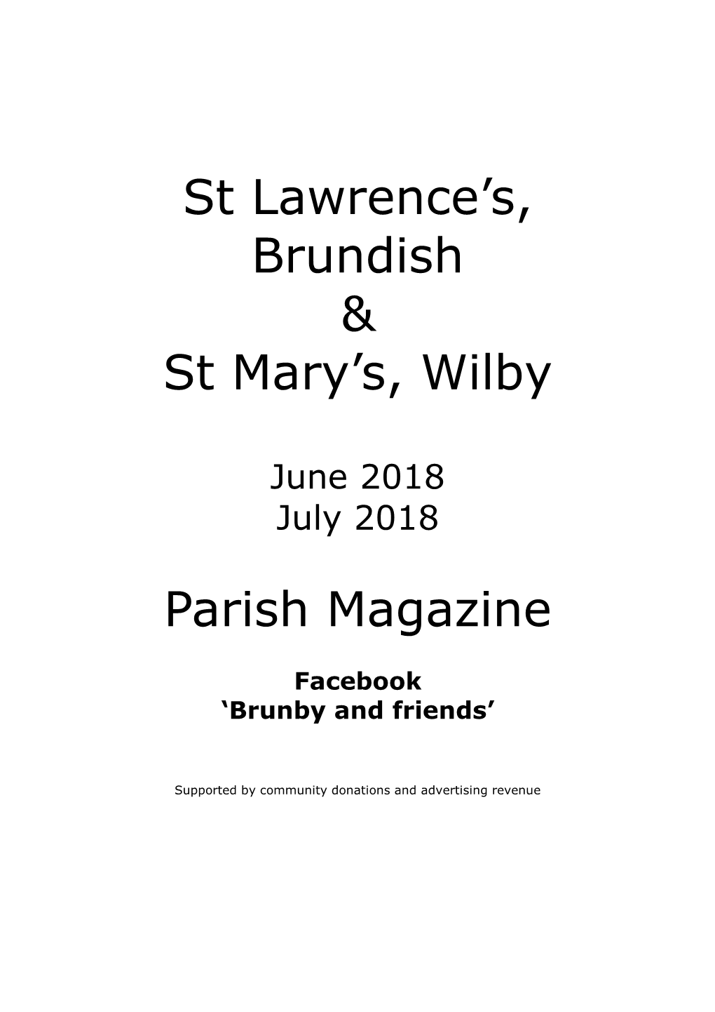 St Lawrence's, Brundish & St Mary's, Wilby Parish Magazine