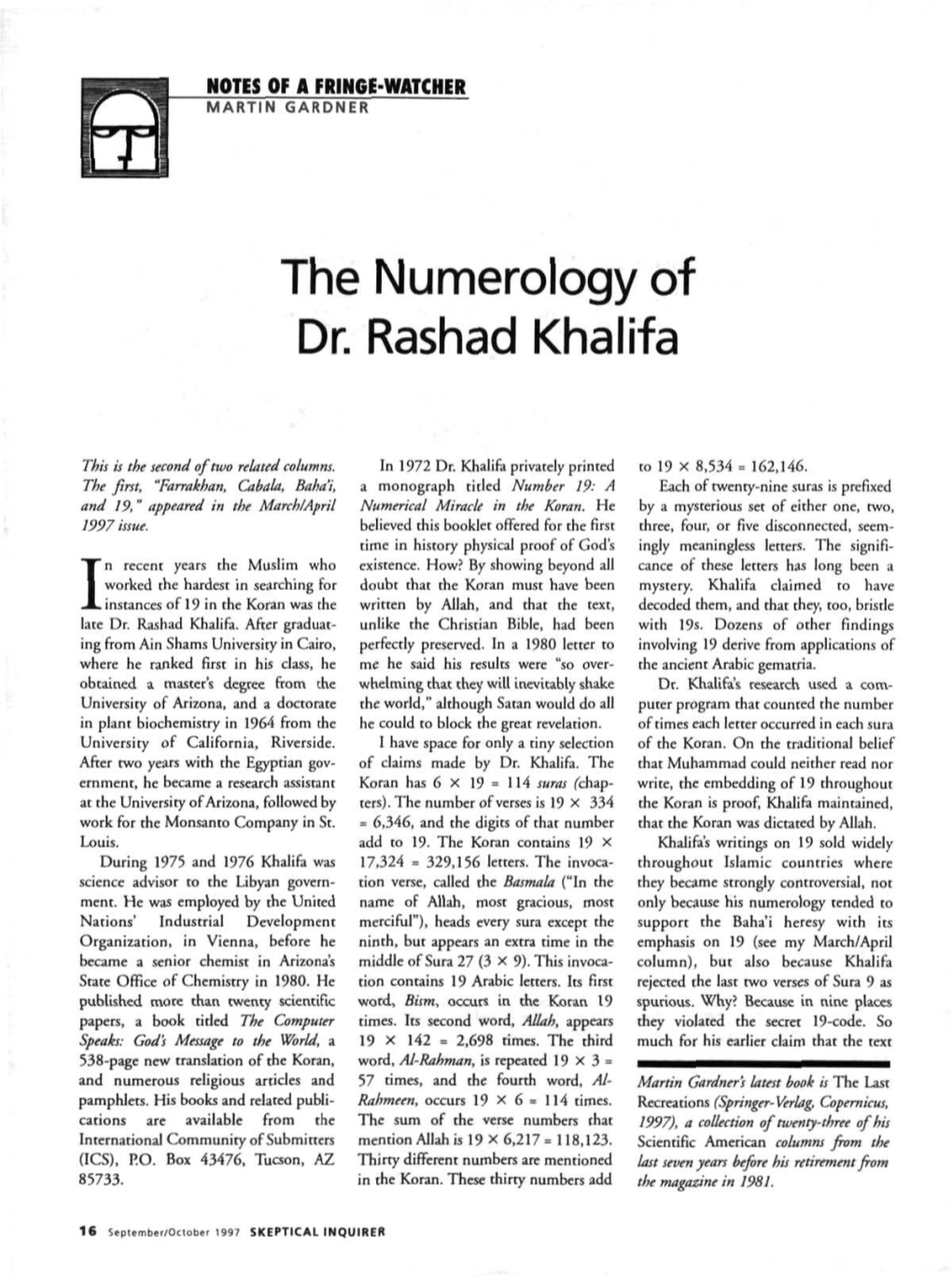 The Numerology of Dr. Rashad Khalifa