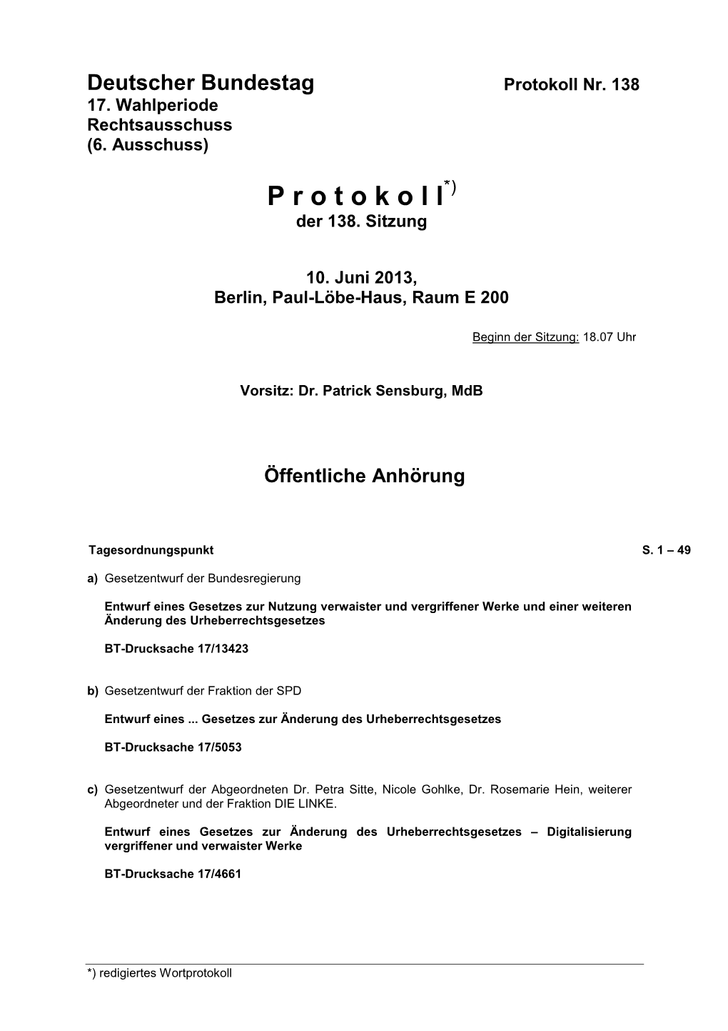 Protokoll Nr