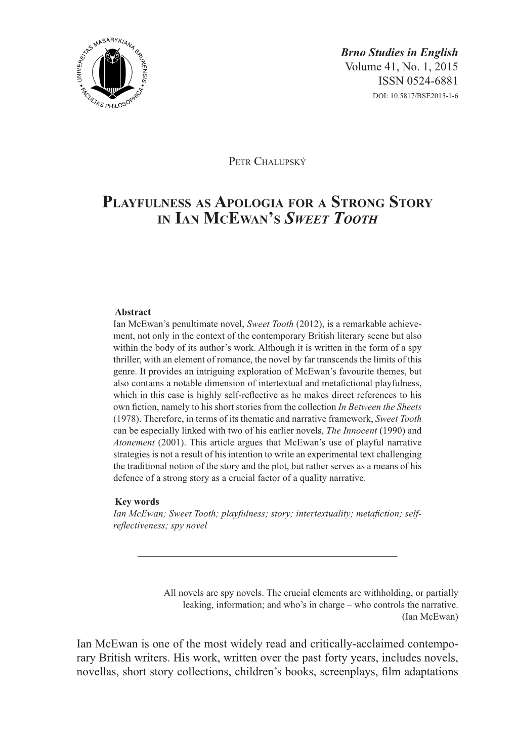 Brno Studies in English Volume 41, No. 1, 2015 ISSN 0524-6881 DOI: 10.5817/BSE2015-1-6