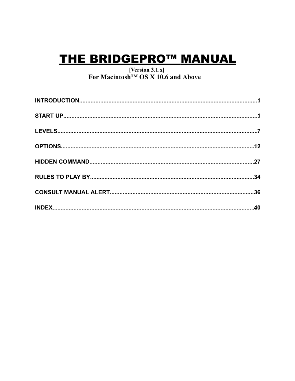 Bridgepro Manual