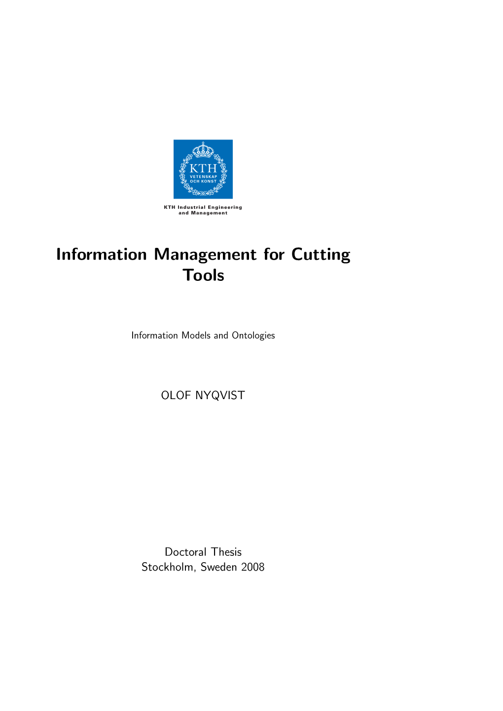 Information Management for Cutting Tools