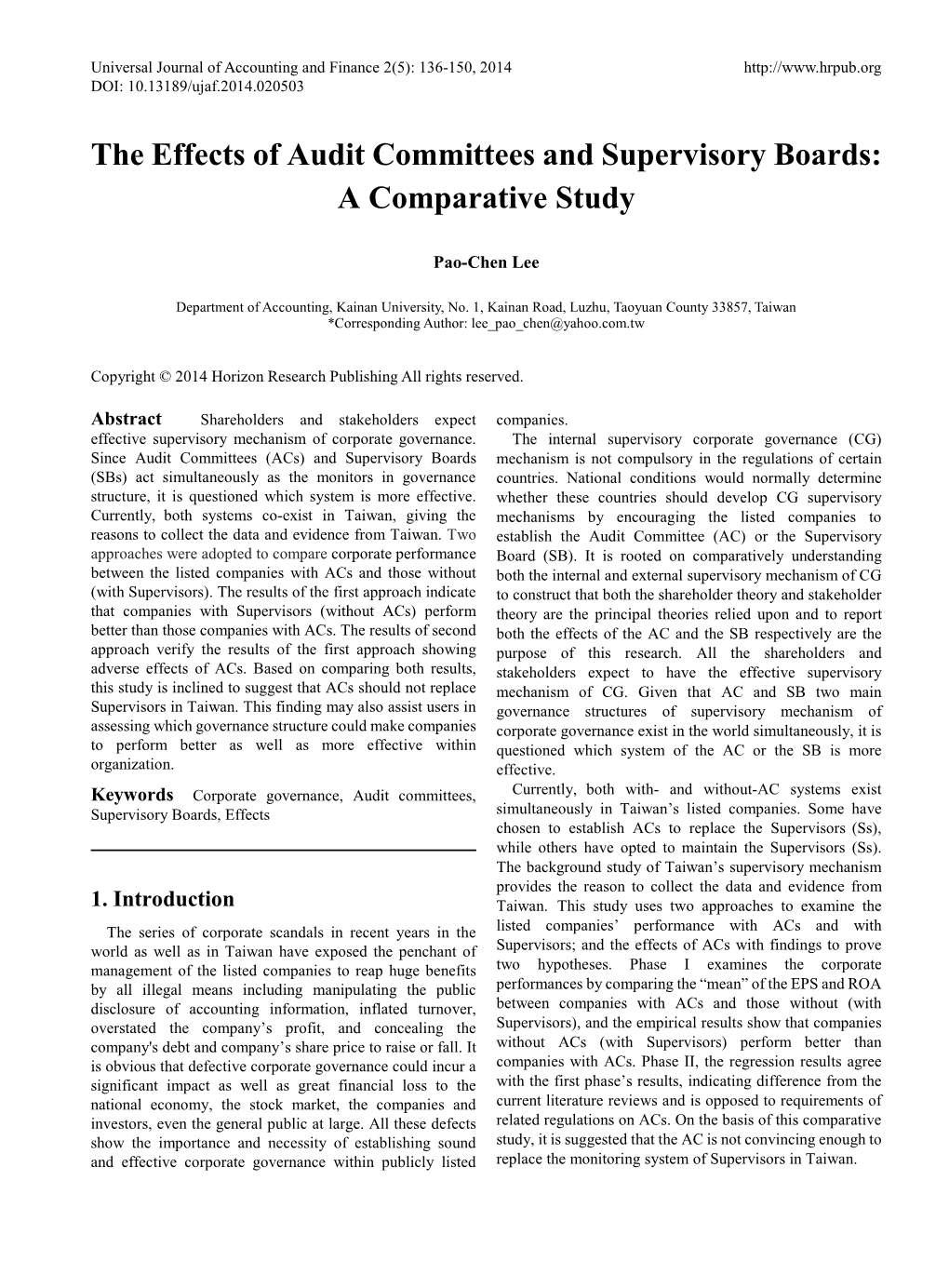 The Effects of Audit Committees and Supervisory Boards: a Comparative Study