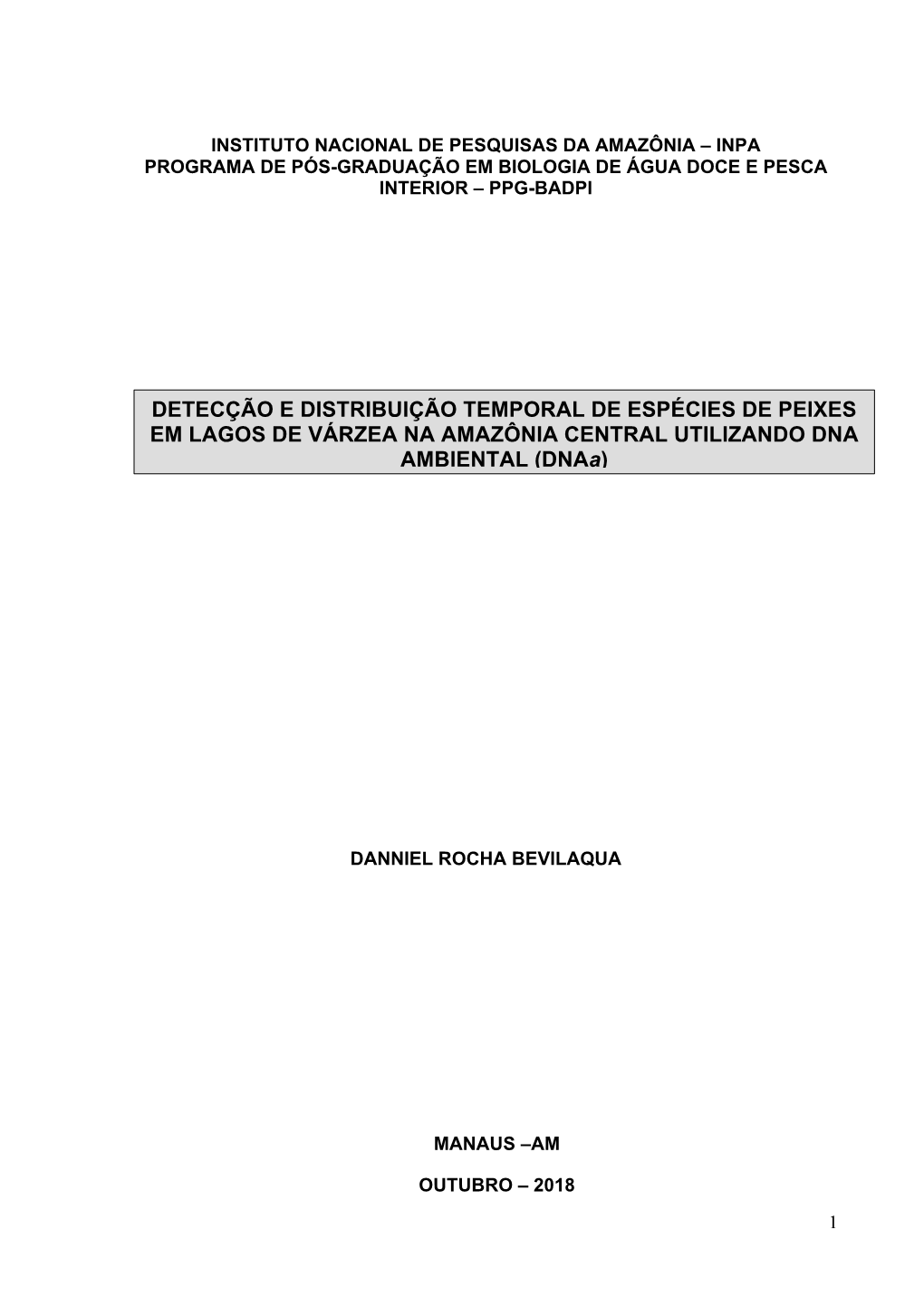 Detecção E Distribuição Temporal De Espécies De Peixes