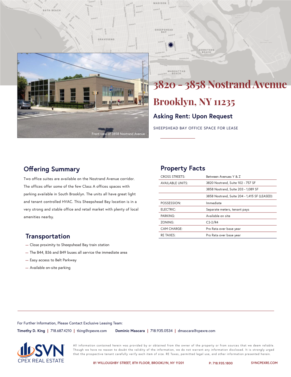 3820 - 3858 Nostrand Avenue Brooklyn, NY 11235 Asking Rent: Upon Request