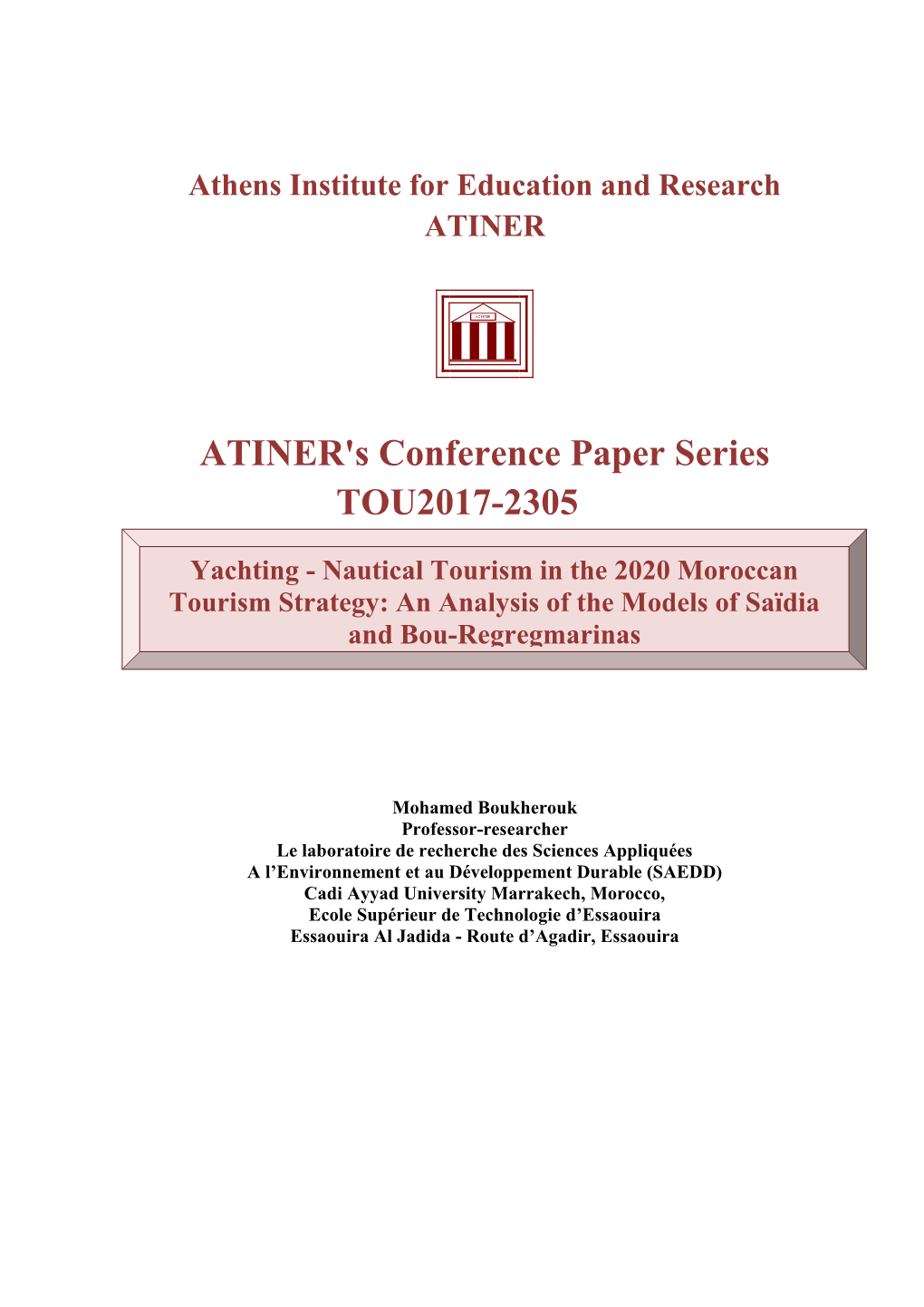 ATINER's Conference Paper Series TOU2017-2305