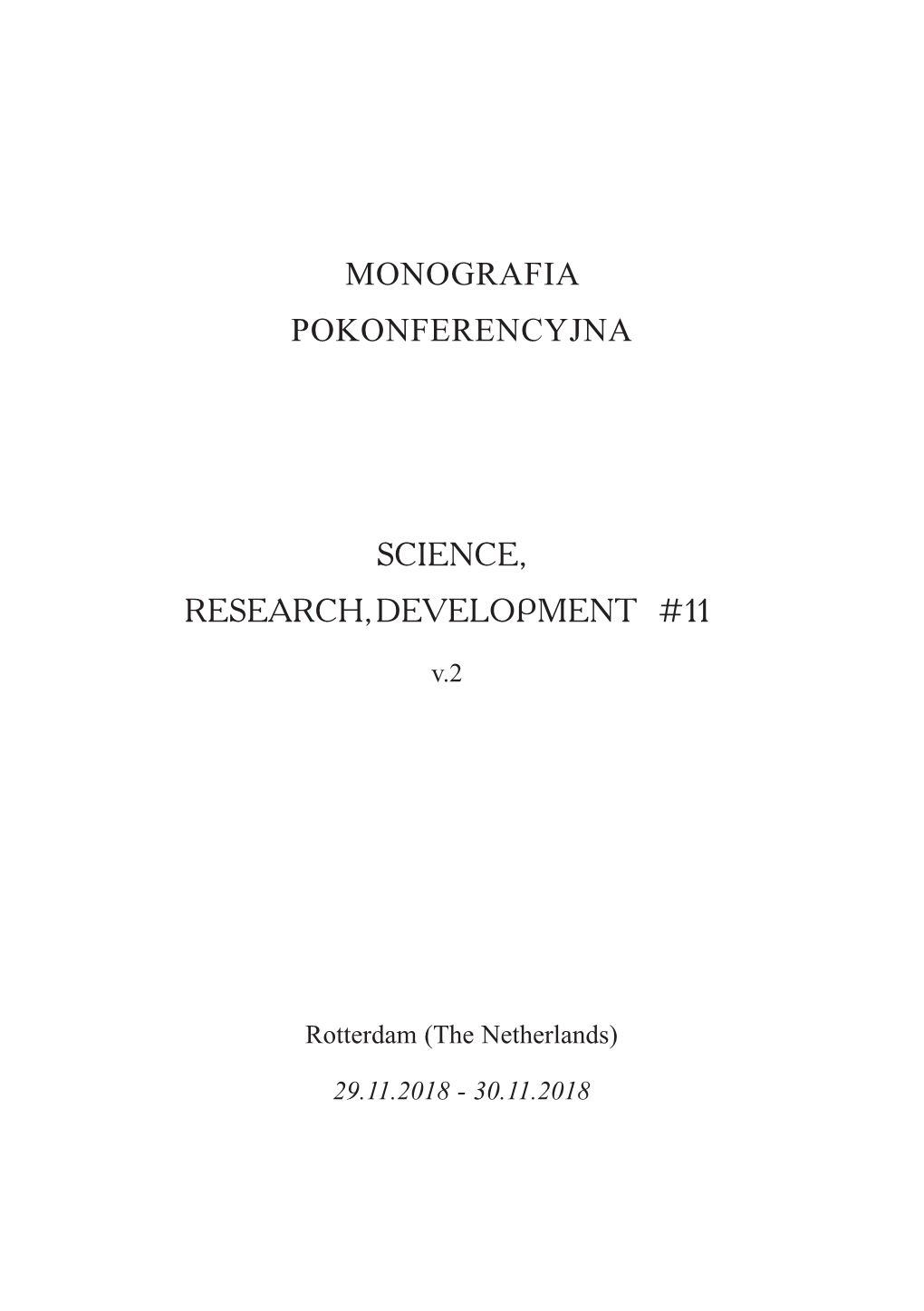 Monografia Pokonferencyjna Science, Research