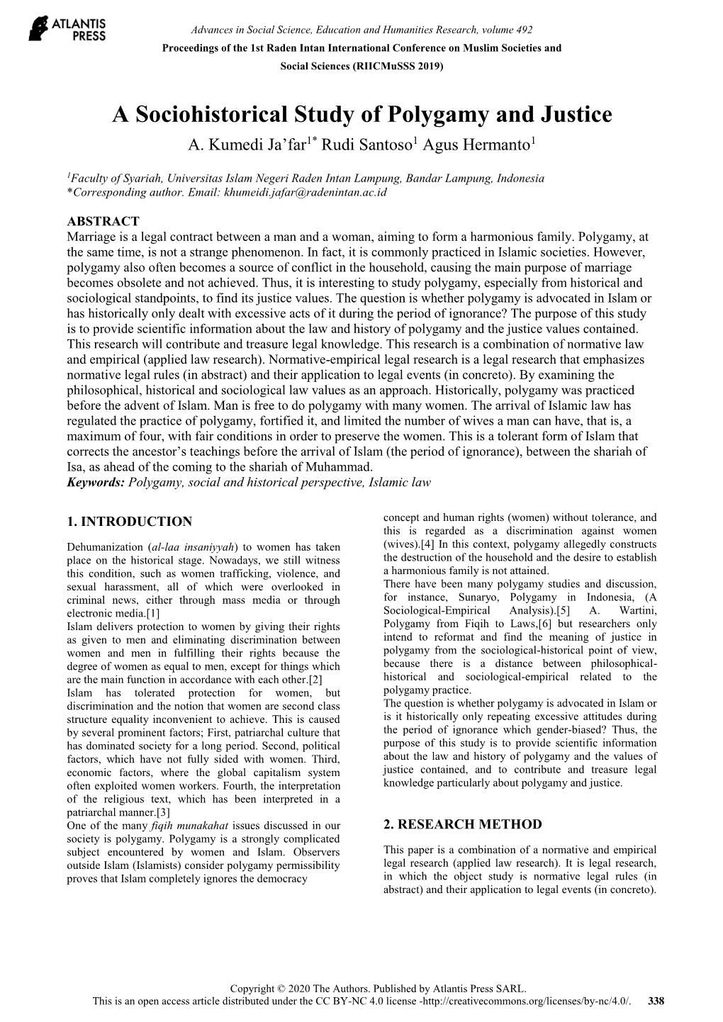 A Sociohistorical Study of Polygamy and Justice A