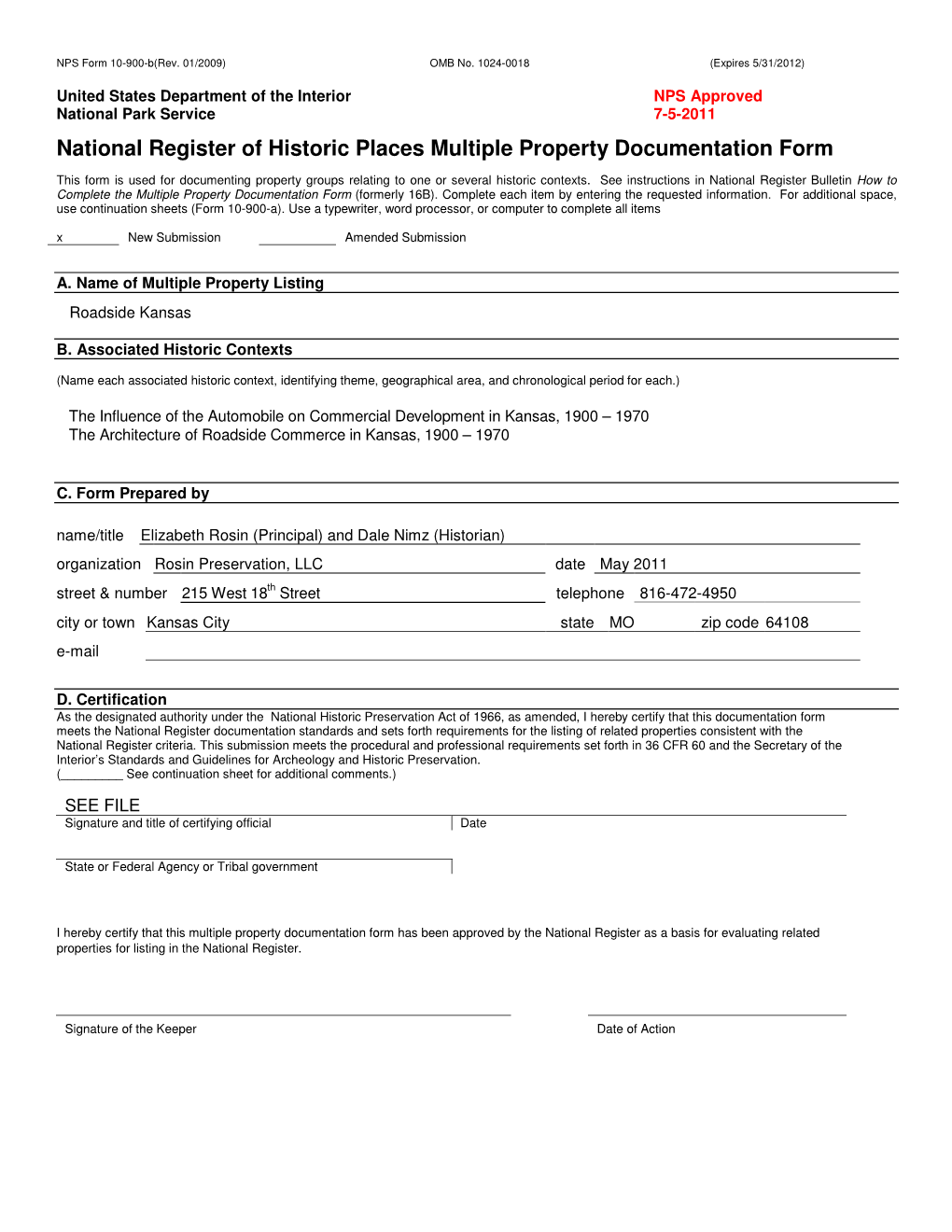 National Register of Historic Places Multiple Property Documentation Form