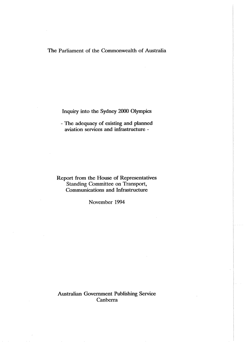 Aviation Services and Infrastructure - © Commonwealth of Australia 1994
