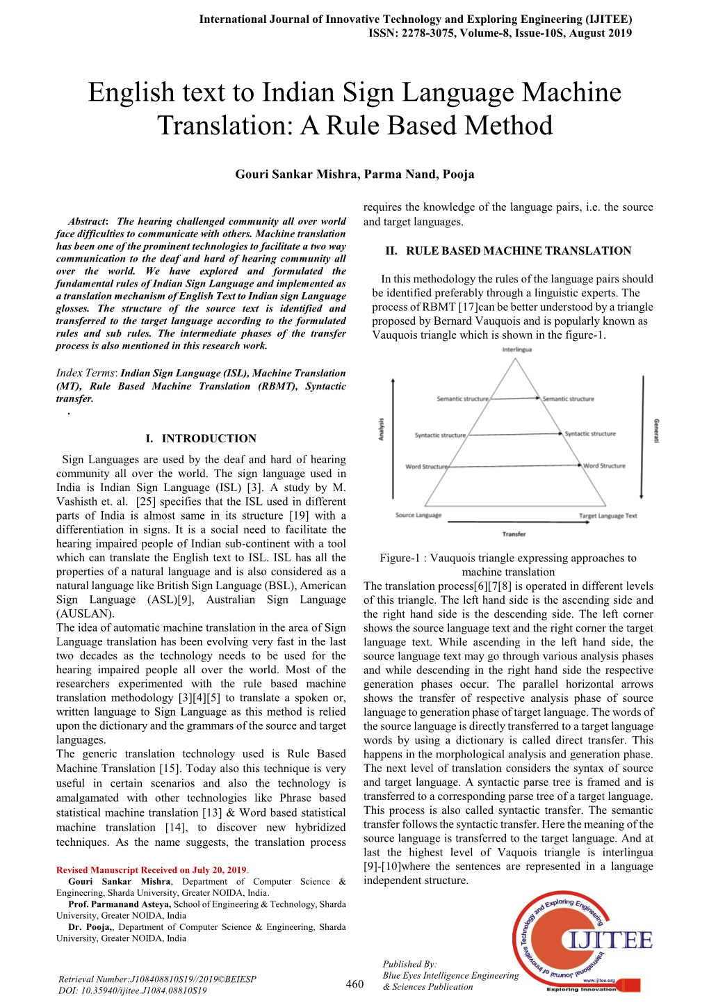 English Text to Indian Sign Language Machine Translation: a Rule Based Method