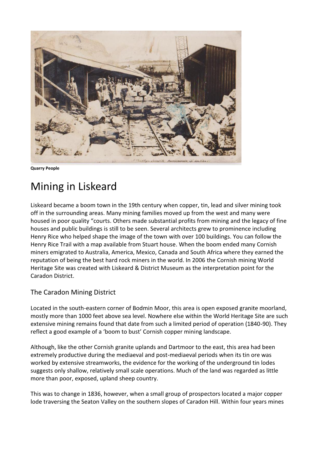 The Caradon Mining District