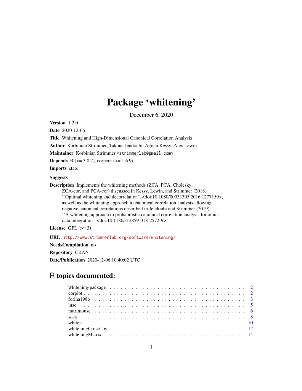 Package 'Whitening'