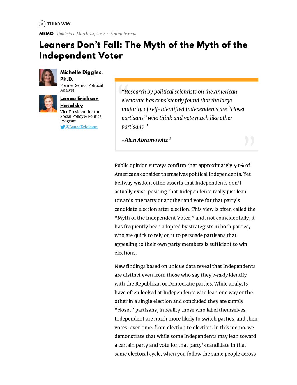 Leaners Don't Fall: the Myth of the Myth of the Independent Voter