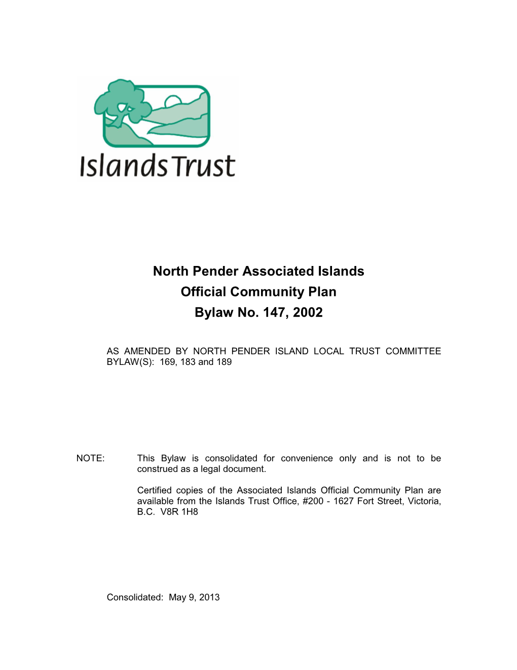 North Pender Associated Islands Official Community Plan Bylaw No