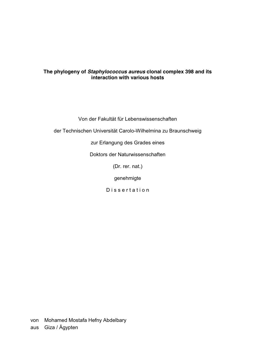 The Phylogeny of Staphylococcus Aureus Clonal Complex 398 and Its Interaction with Various Hosts