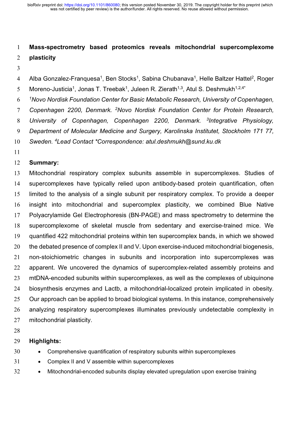 Mass-Spectrometry Based Proteomics Reveals Mitochondrial