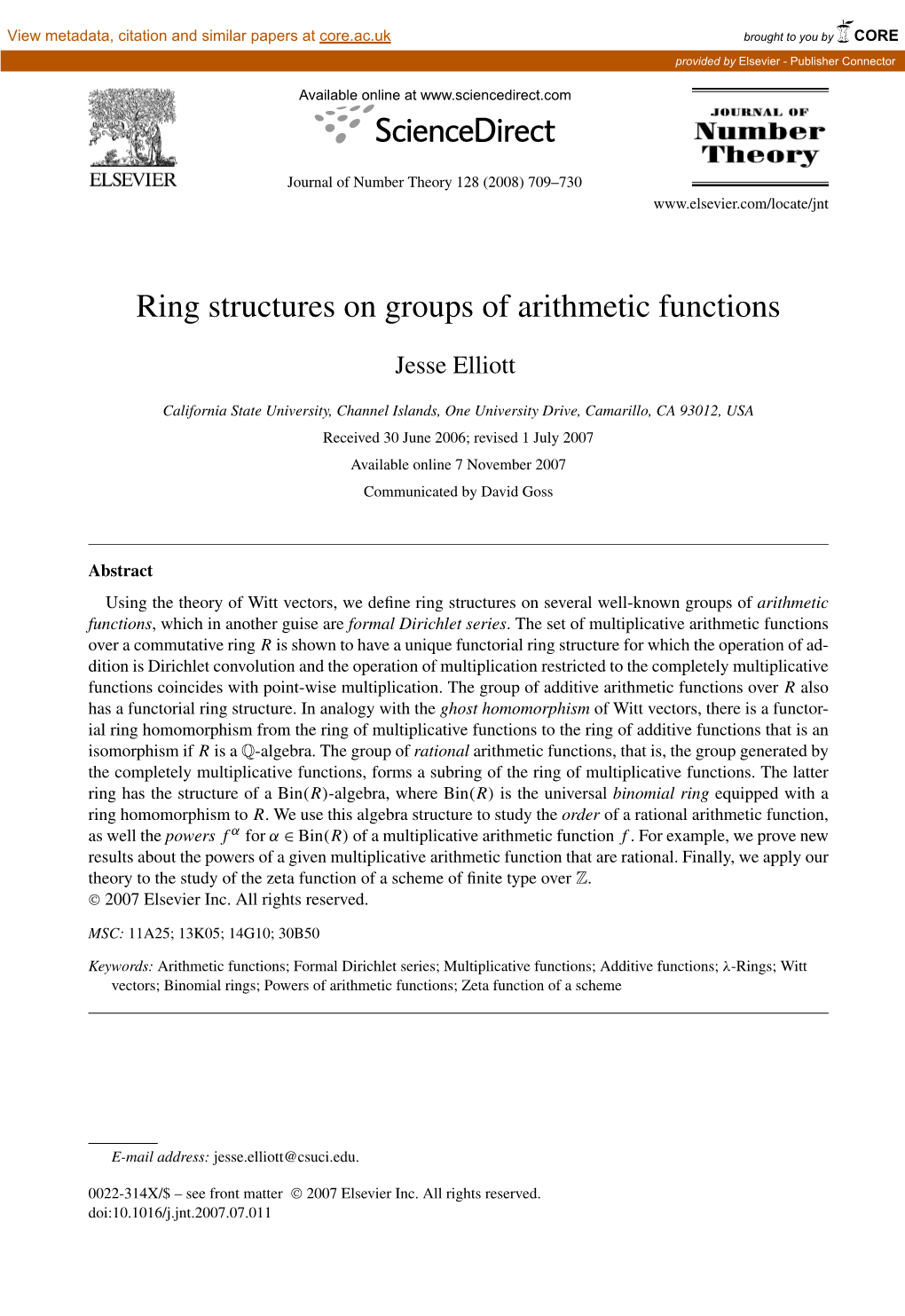 Ring Structures on Groups of Arithmetic Functions