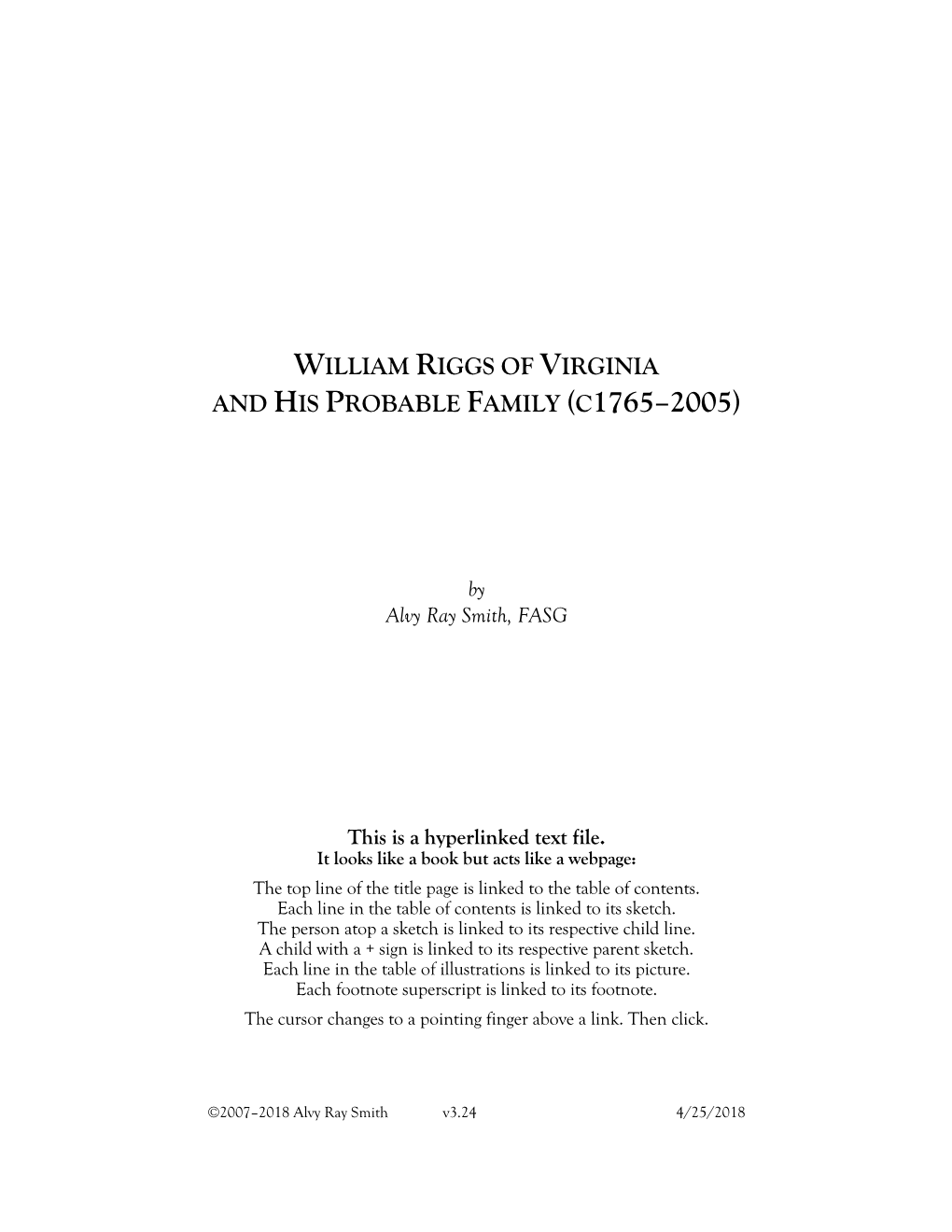 William Riggs of Virginia and His Probable Family (C1765–2005)