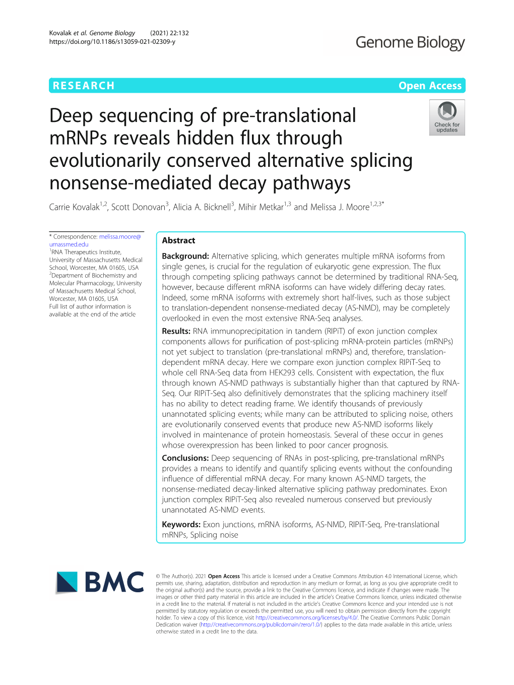 Deep Sequencing of Pre-Translational Mrnps Reveals Hidden Flux Through